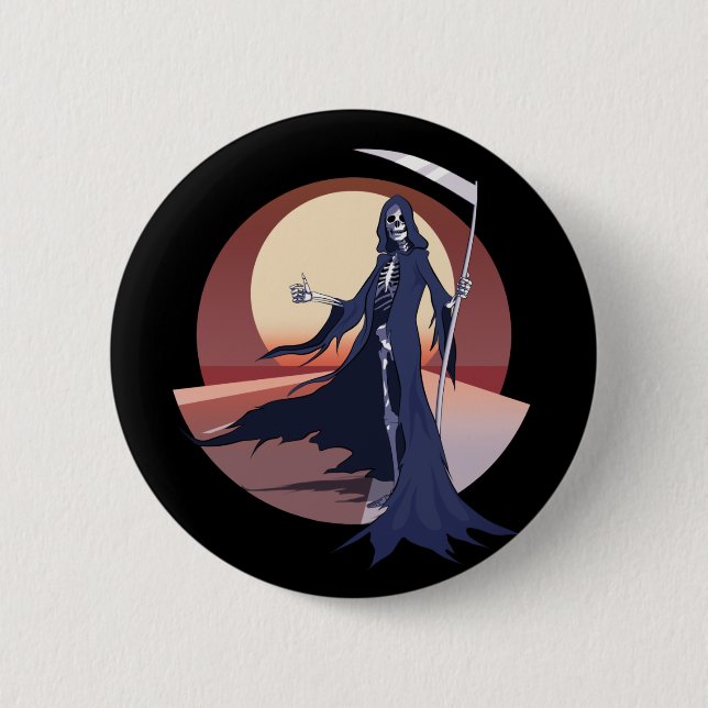 Badge Rond 5 Cm Faucheur en auto-stop (Devant)