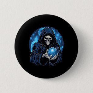 Badge Rond 5 Cm Faucheuse de la Mort Squelette Halloween