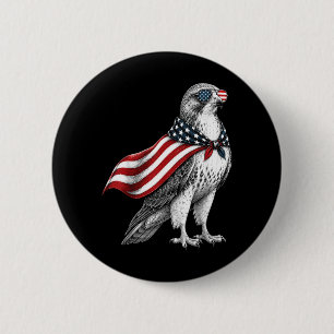 Badge Rond 5 Cm Faucon 4 juillet Drapeau américain Oiseau patrioti