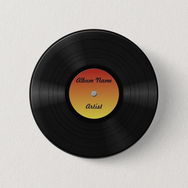 Badge Rond 5 Cm Faux disque vinyle fait sur commande (Devant)