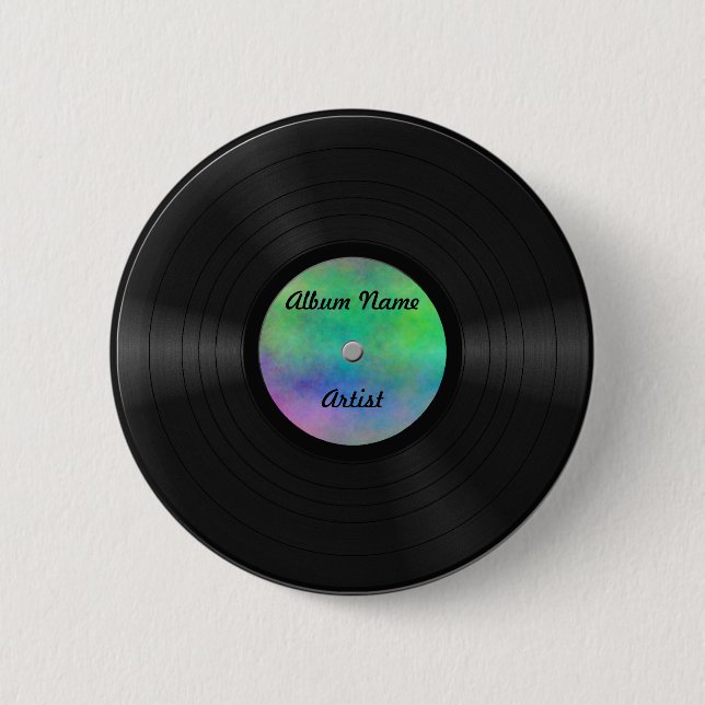 Badge Rond 5 Cm Faux disque vinyle fait sur commande (Devant)