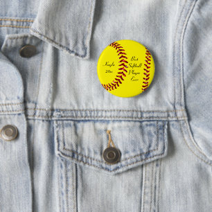 Badge Rond 5 Cm Faux points de suture de softball en paillettes ro