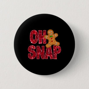 Badge Rond 5 Cm Faux Sequins Oh Snap Noël Gingerbread Famille
