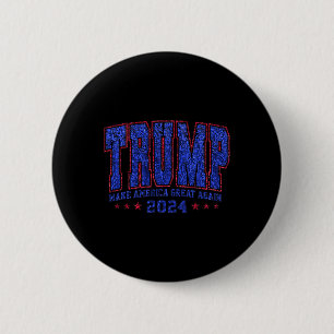 Badge Rond 5 Cm Faux Sequins Trump 2024 Président Make America Tru