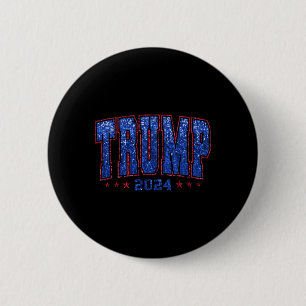Badge Rond 5 Cm Faux Sequins Trump 2024 Président Make America Tru