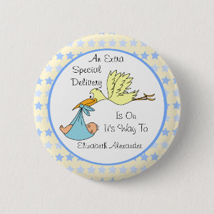 Badge Rond 5 Cm Faveur de baby shower de cigogne de la livraison