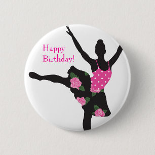 Badge Rond 5 Cm Faveur de bouton de joyeux anniversaire de rose de