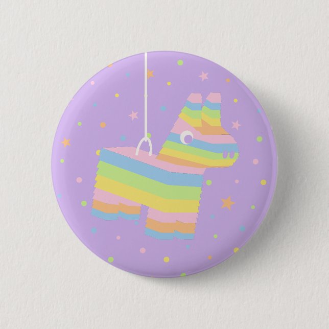 Badge Rond 5 Cm Faveur de fête Pinata Bouton Violet (Devant)