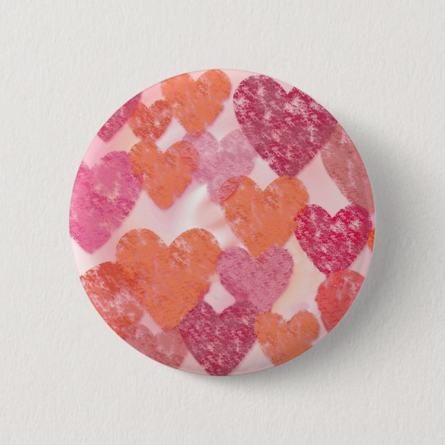 Badge Rond 5 Cm Faveur de mariage de bouton de coeurs… (Devant)