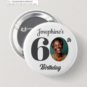 Badge Rond 5 Cm Faveur de photo de fête d'anniversaire 60 ans auda