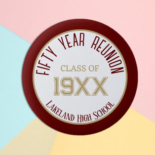 Badge Rond 5 Cm FAVORISER ! Bouton de réunion de classe 50e person