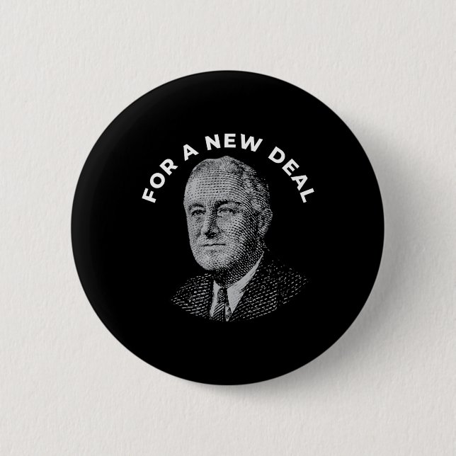 Badge Rond 5 Cm Fdr President Franklin Roosevelt New  (Devant)