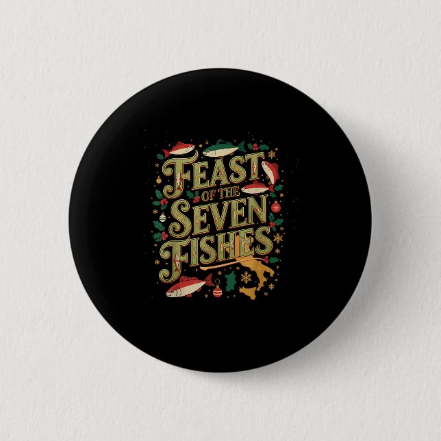 Badge Rond 5 Cm Feast Of The Seven Fishes Festive Italian Holiday  (Devant)
