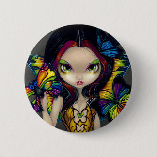 Badge Rond 5 Cm "Fée avec le bouton d'un masque de papillon"
