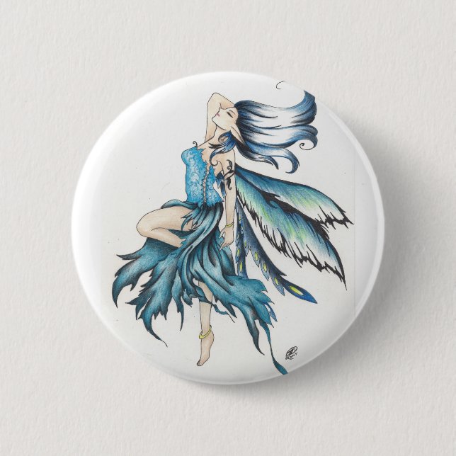 Badge Rond 5 Cm fée bleue (Devant)