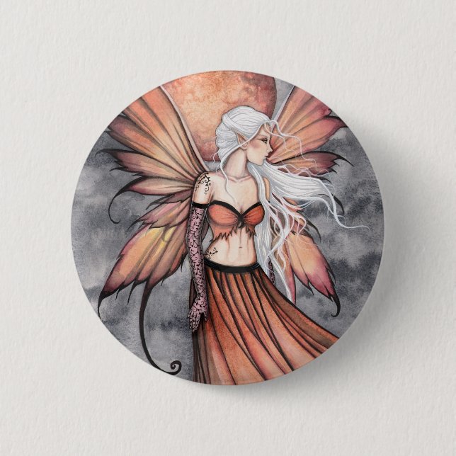 Badge Rond 5 Cm Fée d'Automne Doré (Devant)