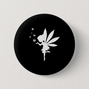 Badge Rond 5 Cm Fée de mauvaises herbes Imaginaire feuille Stoner
