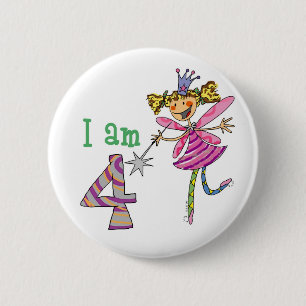 Badge Rond 5 Cm fée de princesse de 4 ans