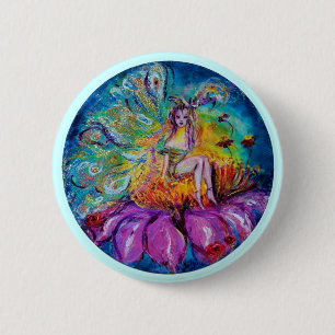 Badge Rond 5 Cm FÉE DES FLEURS DANS LA NUIT Fantastique