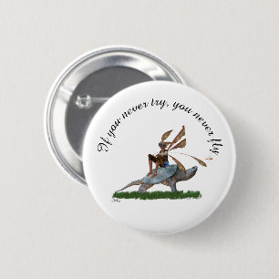 Badge Rond 5 Cm Fée Garçon À Rider Sur Turtle Pin Bouton