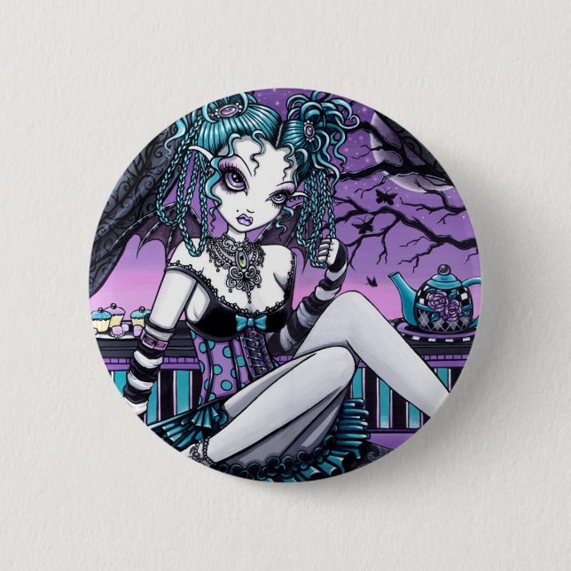 Badge Rond 5 Cm Fée gothique de thé de couture de Makayla (Devant)