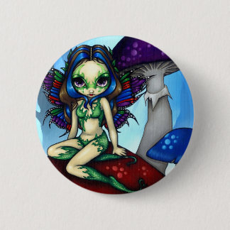 Badge Rond 5 Cm "Fée masquée bouton sur champignons"