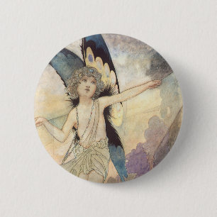 Badge Rond 5 Cm Fée papillon victorienne vintage par Robinson