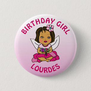 Badge Rond 5 Cm Fée personnalisée jolie fille d'anniversaire