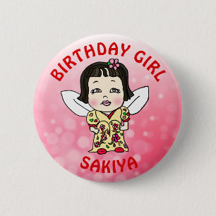 Badge Rond 5 Cm Fée personnalisée jolie fille d'anniversaire