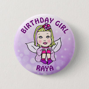 Badge Rond 5 Cm Fée personnalisée jolie fille d'anniversaire