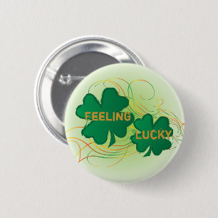 Badge Rond 5 Cm Feeling Lucky 🍀 Shamrock Clovers