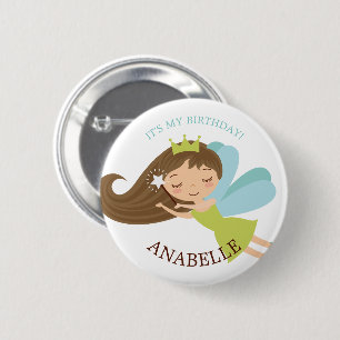 Badge Rond 5 Cm Féerie sucrée Princesse "Fille d'anniversaire" Per