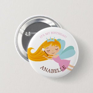 Badge Rond 5 Cm Féerie sucrée Princesse "Fille d'anniversaire" Per