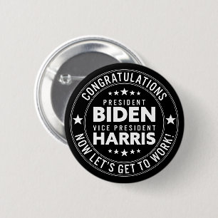Badge Rond 5 Cm Félicitations au Président Biden, VP Harris! Coule