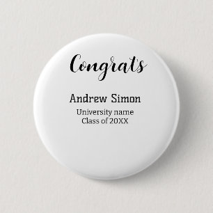Badge Rond 5 Cm Félicitations diplômé nom nom université promotion