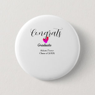 Badge Rond 5 Cm Félicitations diplômé nom promotion 20XX année cœu