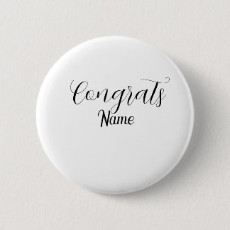 Badge Rond 5 Cm Félicitations diplômé nom simple minimal année pro