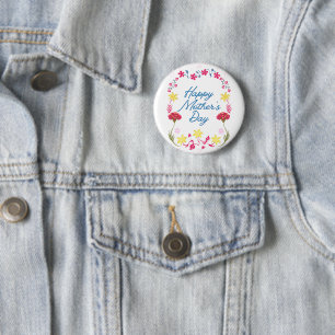 Badge Rond 5 Cm Félicitations Élégantes Fleurs pour la Fête des Mè