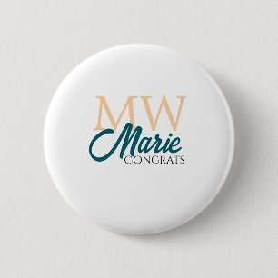 Badge Rond 5 Cm Félicitations monogramme de remise des diplômes or