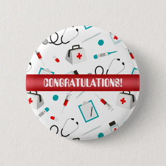 Badge Rond 5 Cm Félicitations Nurse équipement bouton de fête