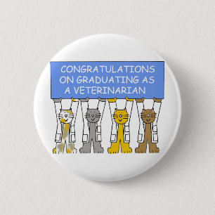 Badge Rond 5 Cm Félicitations pour le diplôme de vétérinaire.