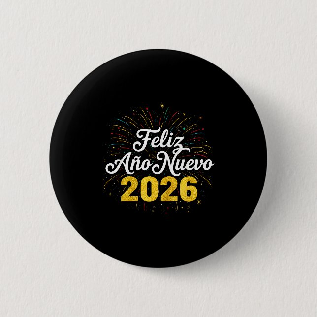 Badge Rond 5 Cm Feliz Año Nuevo 2026 Spanish New Years Eve Party  (Devant)