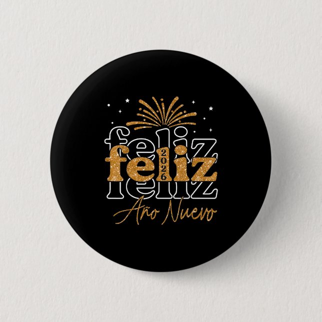 Badge Rond 5 Cm Feliz Año Nuevo 2026 Spanish New Years Eve Party  (Devant)