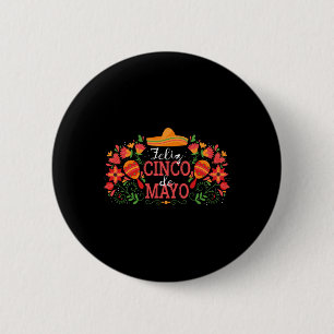 Badge Rond 5 Cm Feliz Cinco De Mayo Avec Guitare Cactus Sombrero M