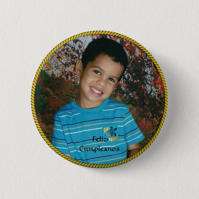 Badge Rond 5 Cm feliz cumpleanos modèle, prêt à personnaliser (Devant)