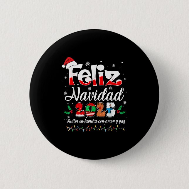 Badge Rond 5 Cm Feliz Navidad 2025 Famille correspondante Noël esp (Devant)