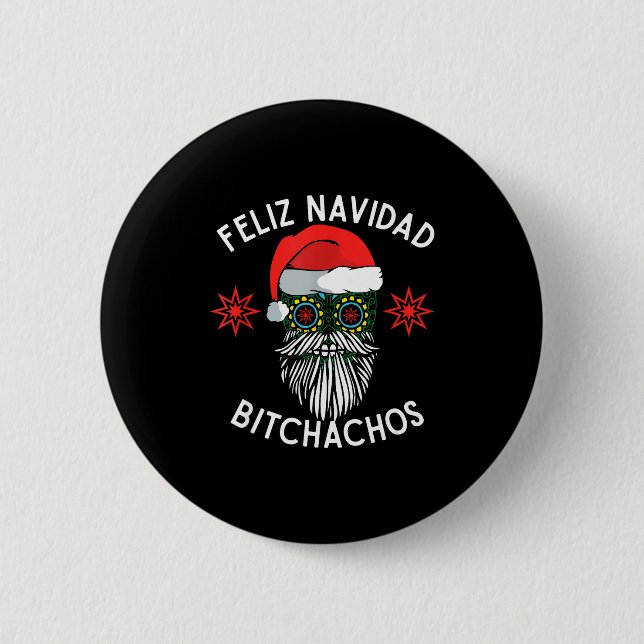 Badge Rond 5 Cm Feliz Navidad Achos Funny Spanish Merry Christmas  (Devant)