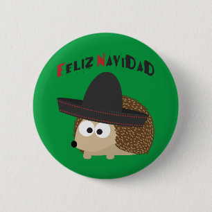 Badge Rond 5 Cm Feliz Navidad Hedgehog