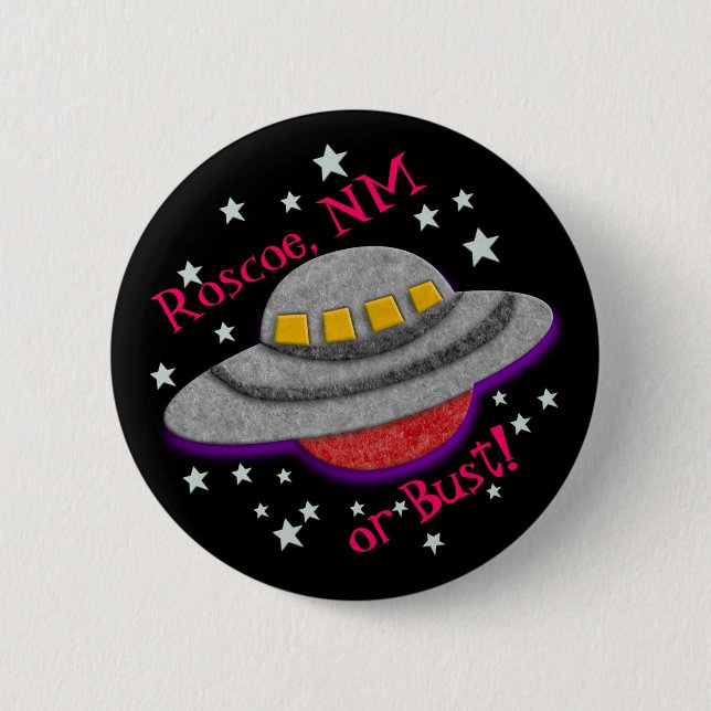 Badge Rond 5 Cm Felted UFO - Roscoe NM ou Bust! (Devant)