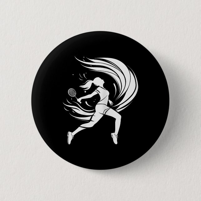 Badge Rond 5 Cm Female Badminton Player Drawing Shuttle  (Devant)
